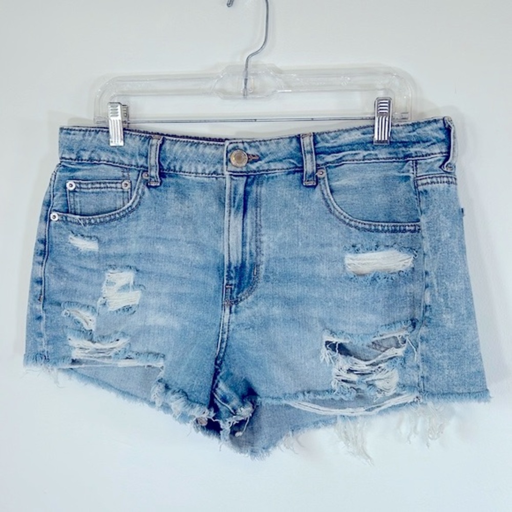 American Eagle “TomGirl” High Rise Distressed Frayed Short Shorts Women Size 12